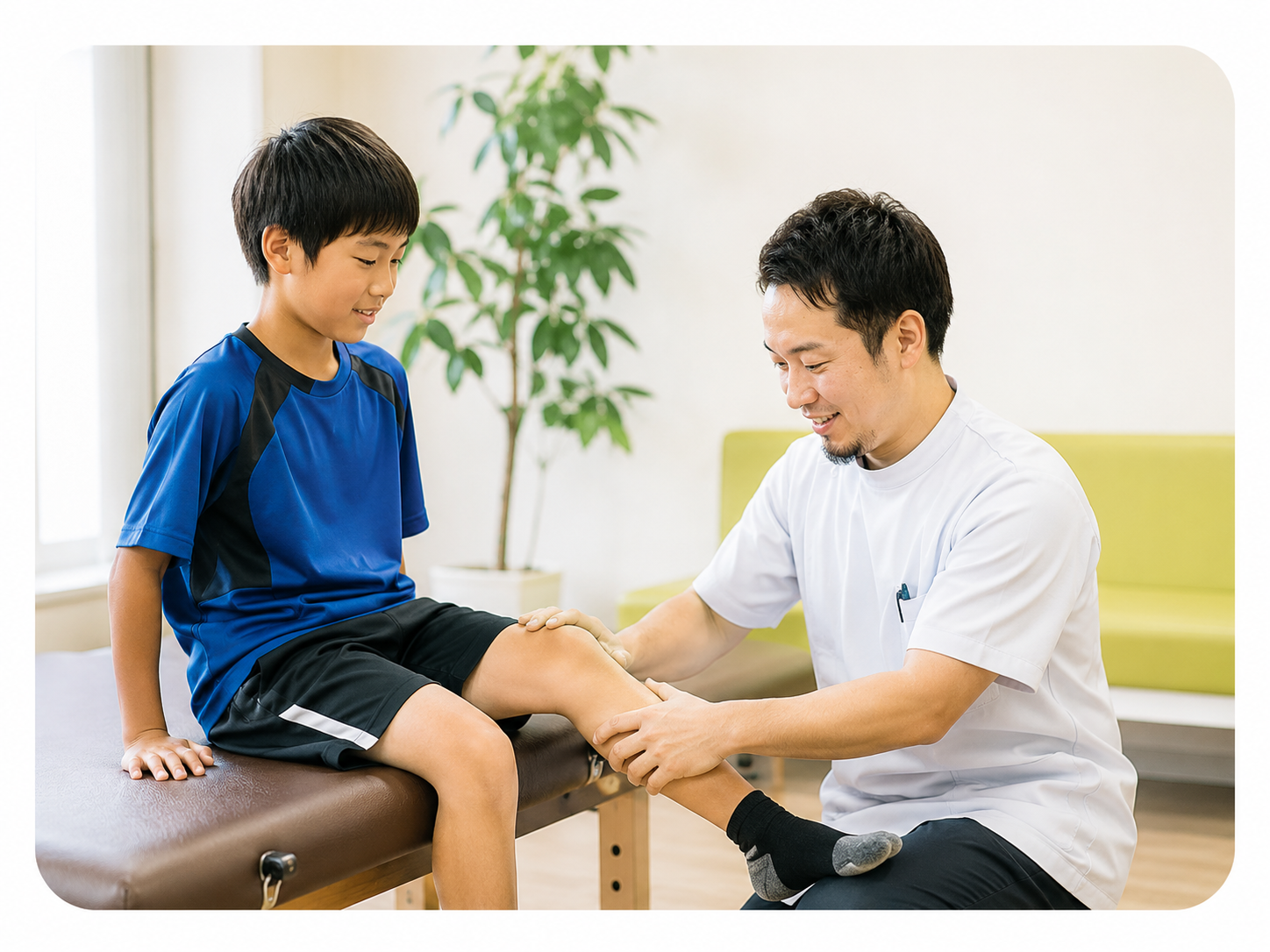 子どもの膝を確認するキッズスポーツケアのイメージ
